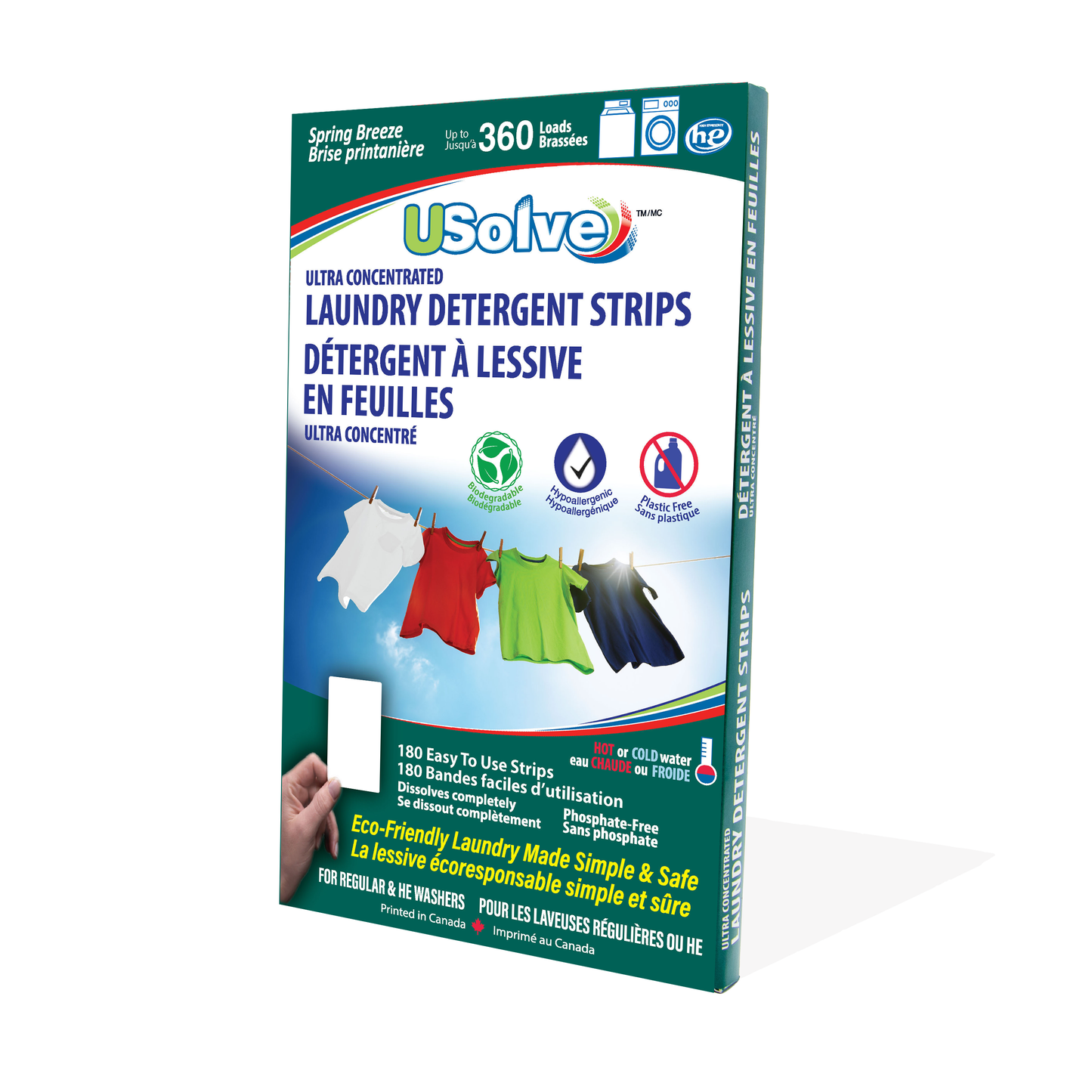USolve, jusqu'à 360 Brassées, Parfum Brise Printanière, 180 Bandelettes