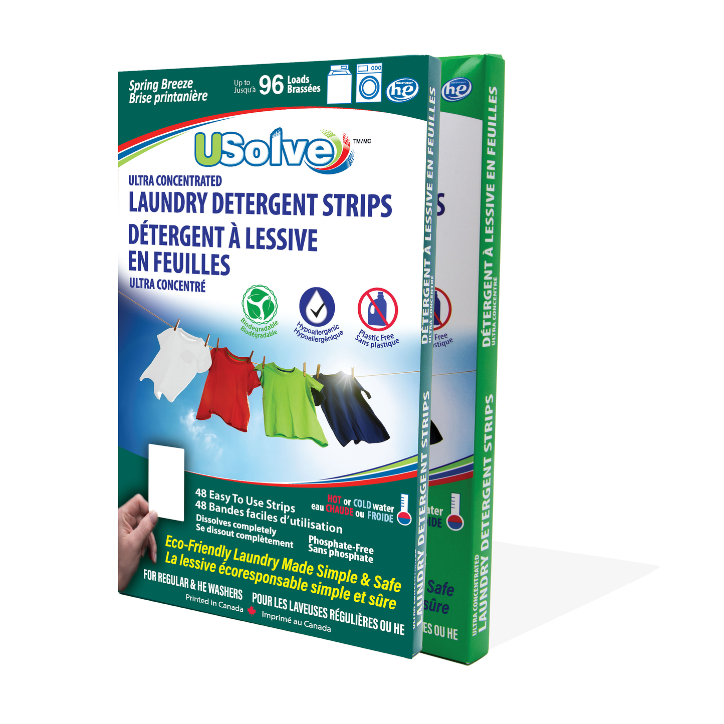 USolve, Duo-Pack 2 x 48 Detergent Strips, Unscented + Spring Breeze Scent