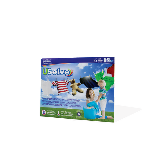 USolve, 6 Detergent Strips Sample, Fresh Scent 
- LIMIT OF 1 FRAGRANCE PER HOUSEHOLD