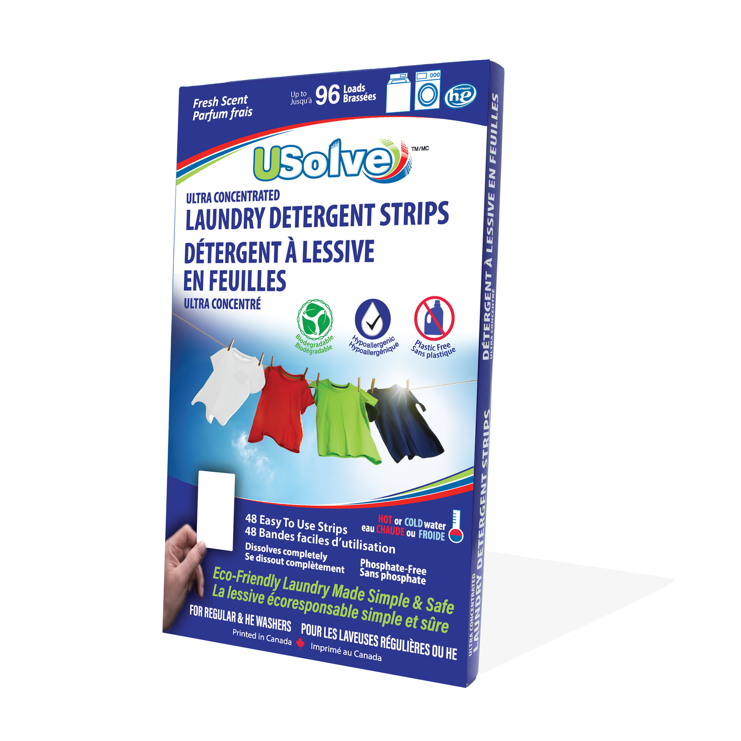 Usolve, 48 Detergent Strips, Fresh Scent