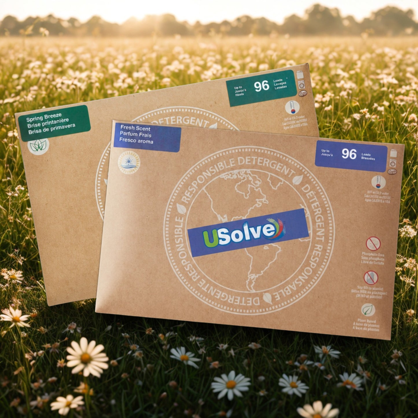USolve, Duo-Pack, jusqu'à 192 Brassées, Parfum Frais + Brise Printanière, 2 x 48 Bandelettes