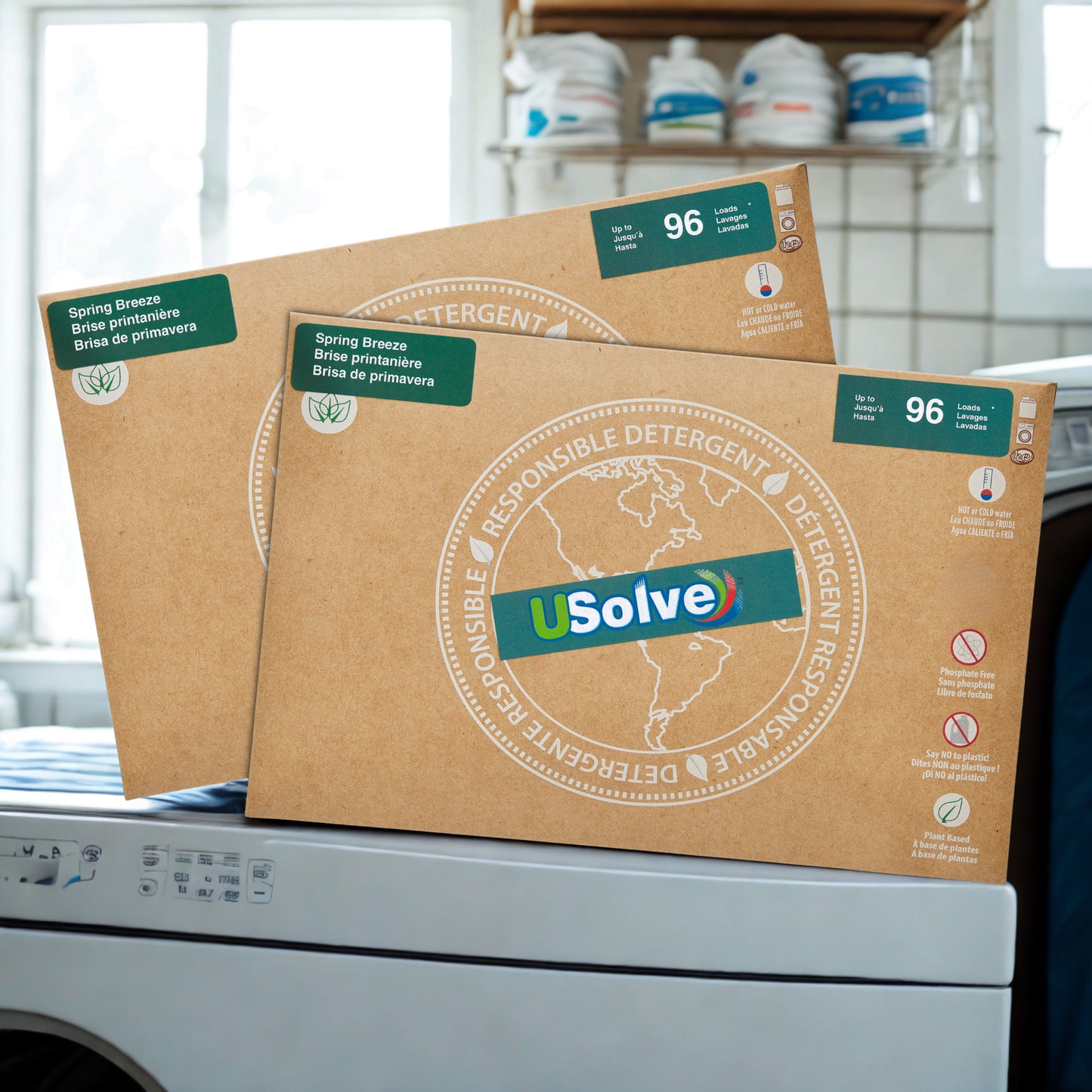 USolve, Duo-Pack , jusqu'à 192 Brassées,Parfum Brise Printanière, 2 x 48 Bandelettes