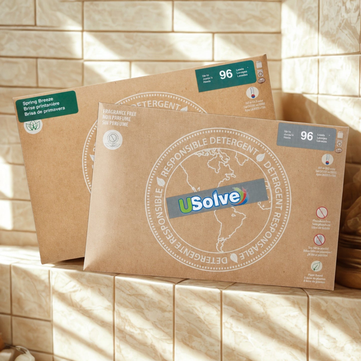 USolve, Duo-Pack, jusqu'à 192 Brassées, Sans Parfum + Parfum Brise Printanière, 2 x 48 Bandelettes