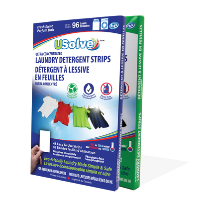 USolve, Duo-Pack 2 x 48 Detergent Strips, Fresh Scent + Fragrance Free